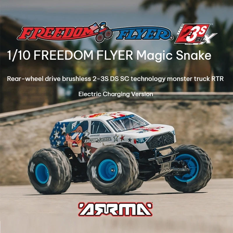 Arrma Remote Control Monster Truck 1 10 Scale Freedom Flyer Brushless Rear Wheel Drive Off Road Racing Buggy For Adult Hobby