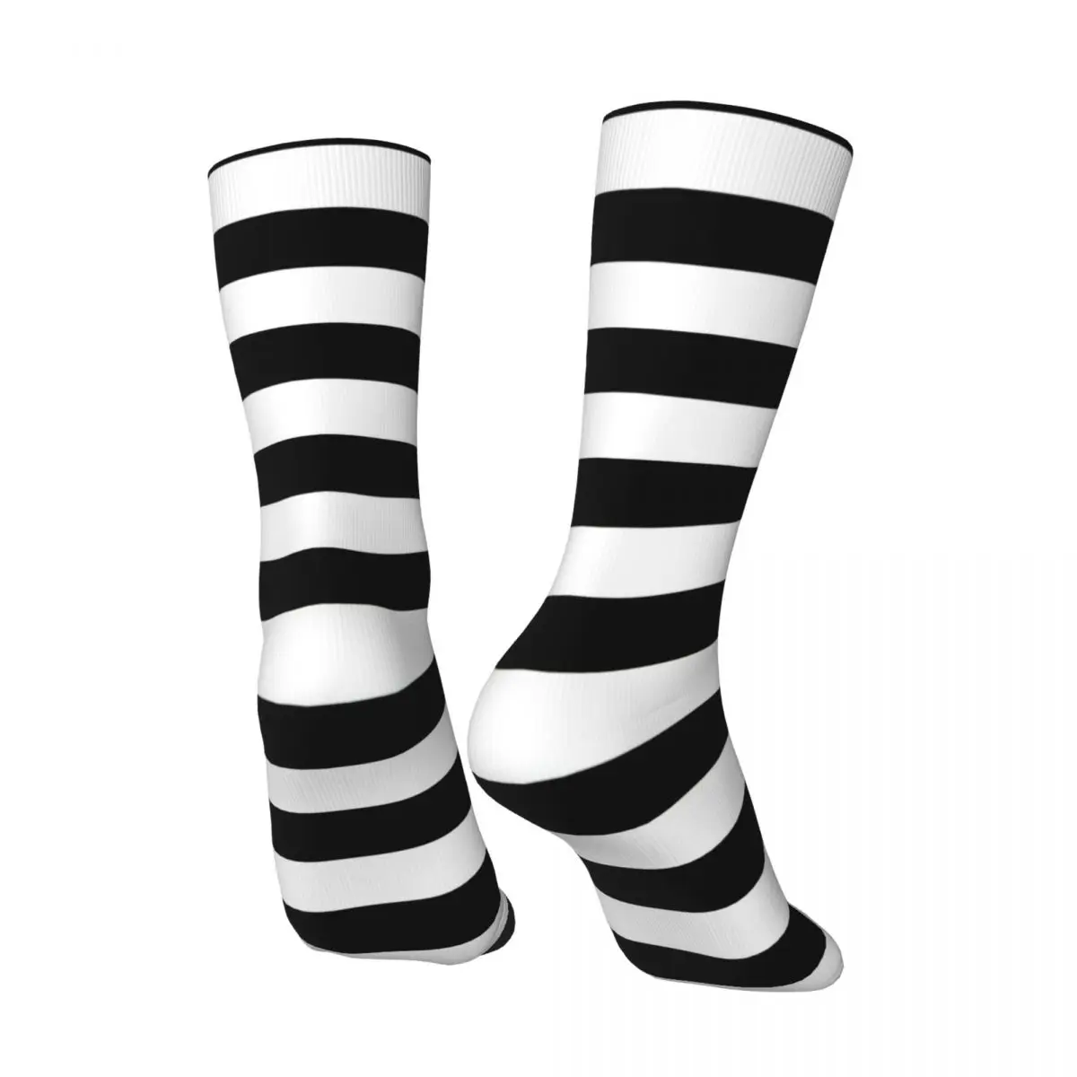 Funny Men\'s Socks Wicked Witch Black White Striped Retro Harajuku Striped Hip Hop Novelty Pattern Crew Crazy Sock Gift Printed