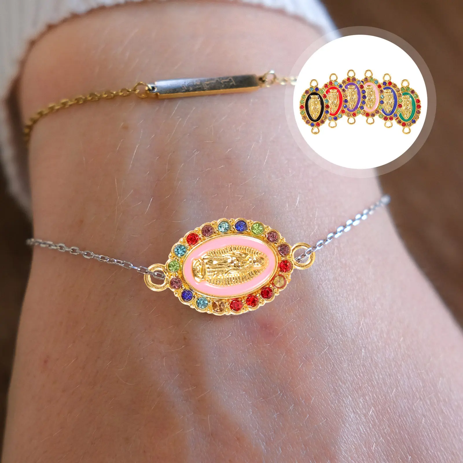 

24Pcs Colorful DIY Mary Pendant Alloy Jewelry Charms Connector for Necklace Bracelet Handmade Craft Accessories