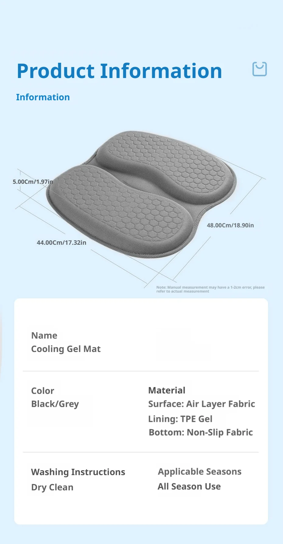 SEAMETAL Autositzkissen, atmungsaktives Gel-Sitzkissen, Sommerkühlung, Wabendesign, universell einsetzbar für Auto, Zuhause, Bürostühle – Detail 10