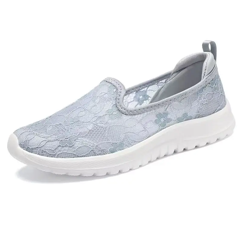 

Women Summer New Mesh Casual Walking Shoes Lightweight Breathable Round Toe slip On Flat Sole Casual Sneakers Elderly Shoes