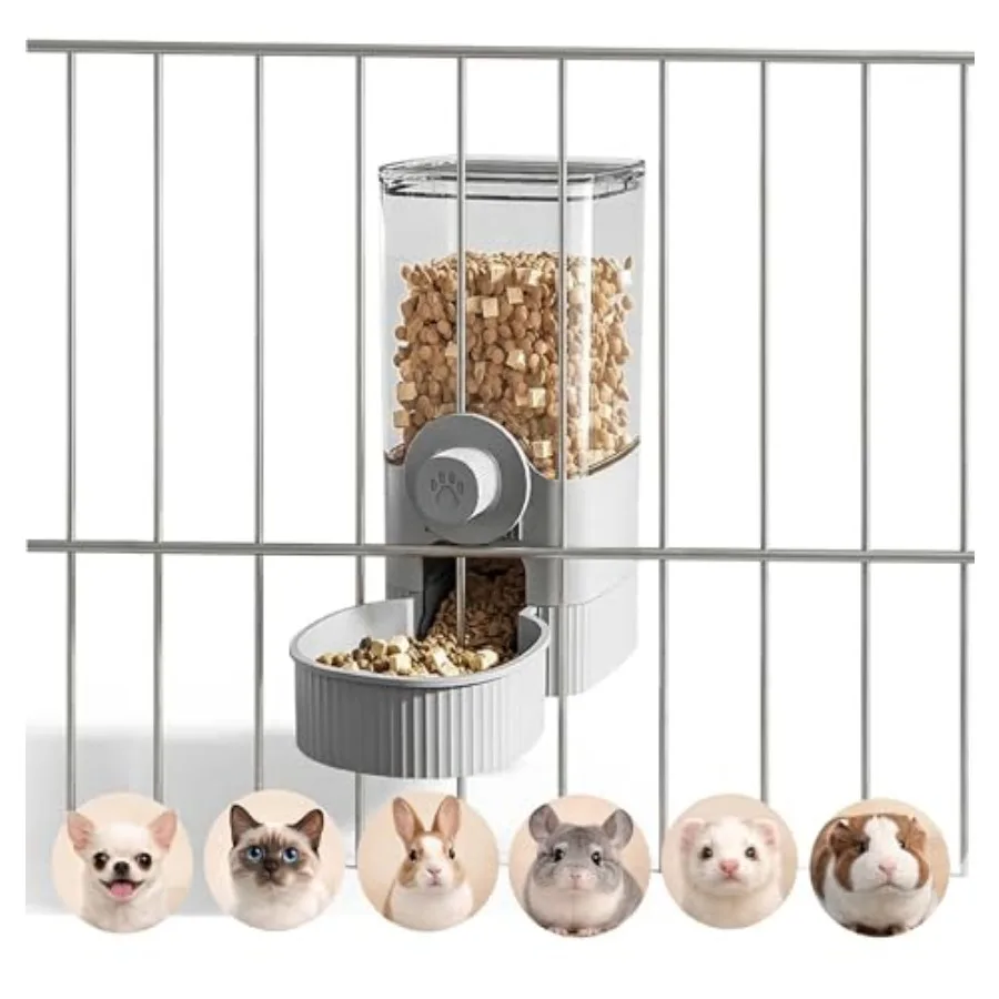 

Auto Gravity Food Dispenser for Cage Hanging, 41OZ Capacity Hanging Automatic Pet Cage Feeder, Food Bowl for Cats Dogs Rabbit F