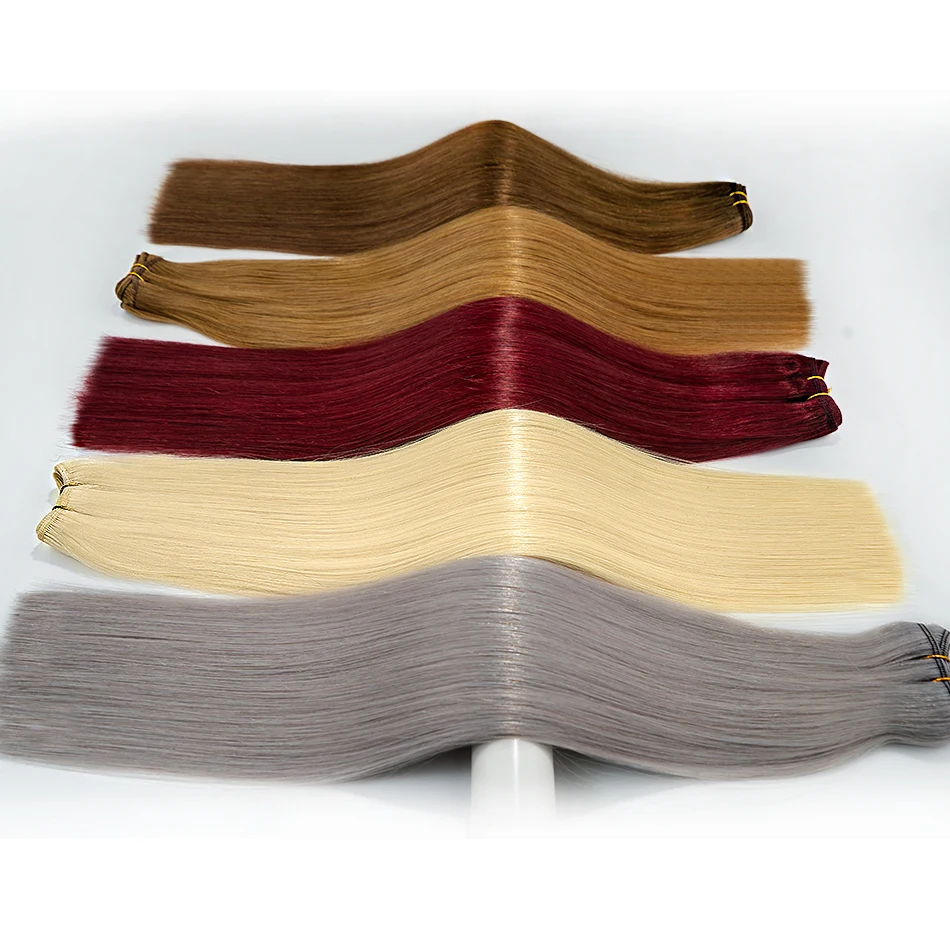 ストレート人毛 100% 織りブラジルレミーバンドル縫う横糸エクステンションストレートブロンド 30 インチ自然な髪 1 3 バンドル
