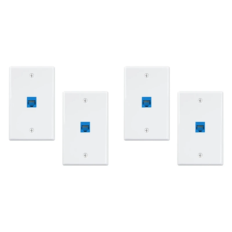 4-Pack 1 Port Ethernet Wall Plate, RJ45 Cat6 Female To Female Jack Inline Coupler Face Plates, 1-Port