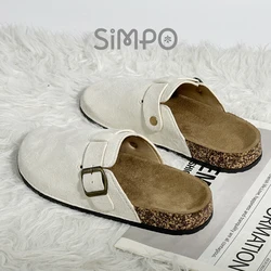 Women And Men's Outdoor Slides Casual Closed Toe Sandals For Adults Flannel Upper Fashion Slippers Non-slip Slip-on All Season