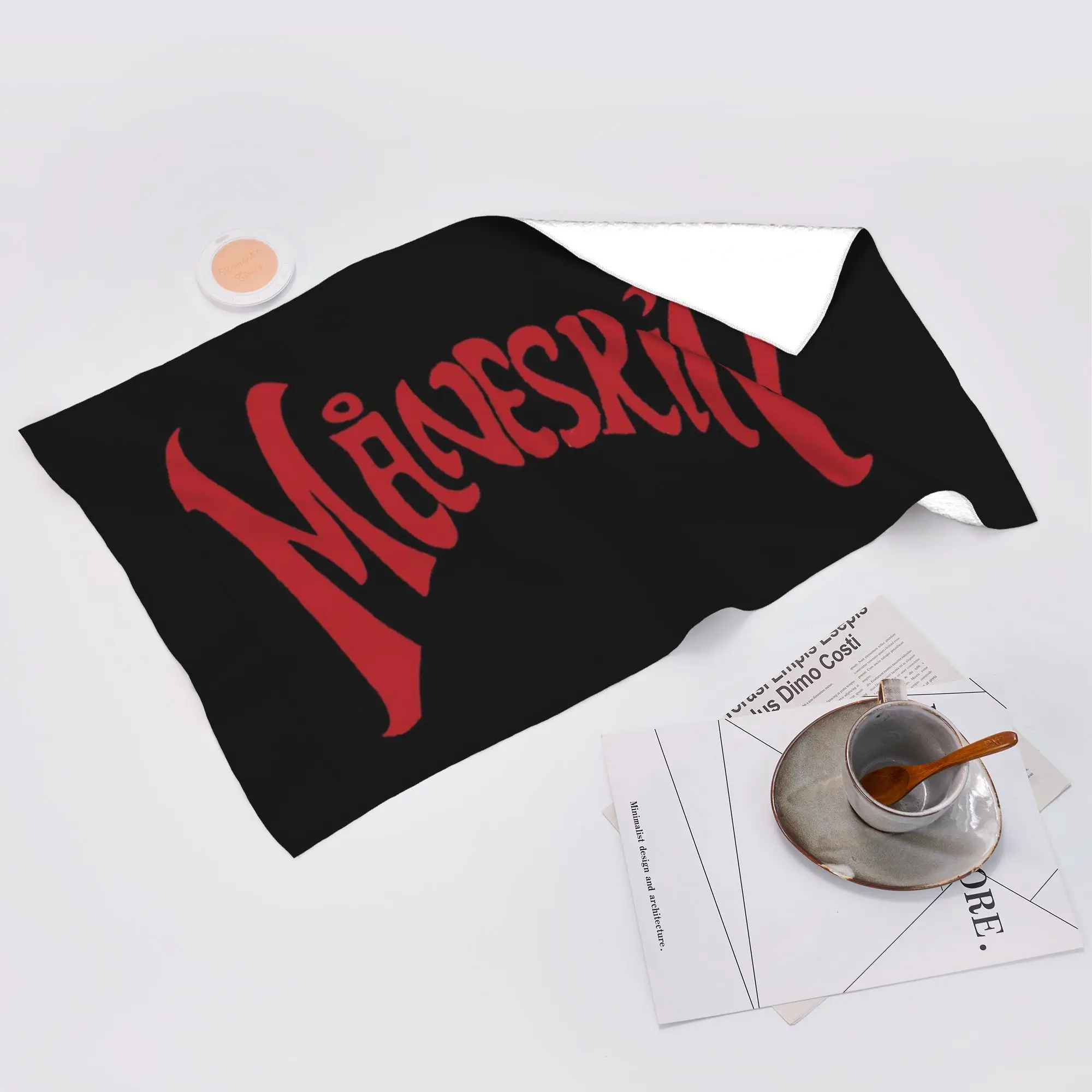 Custom Maneskin red logo Soft Face Towel Quick Dry Pool Bath Cotton Towels Absorbent Quick