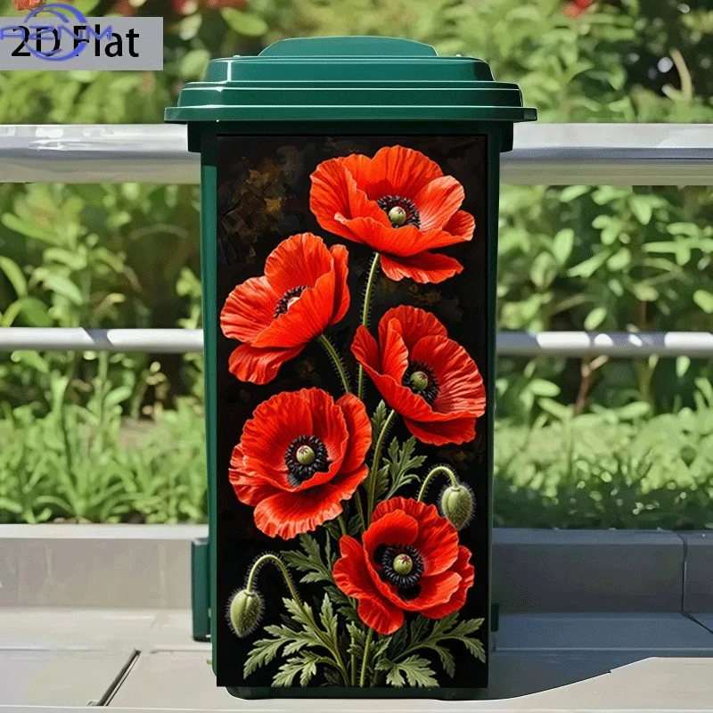 [2D Flat Printing] 1pc Trash Can Sticker 37×82 Cm 