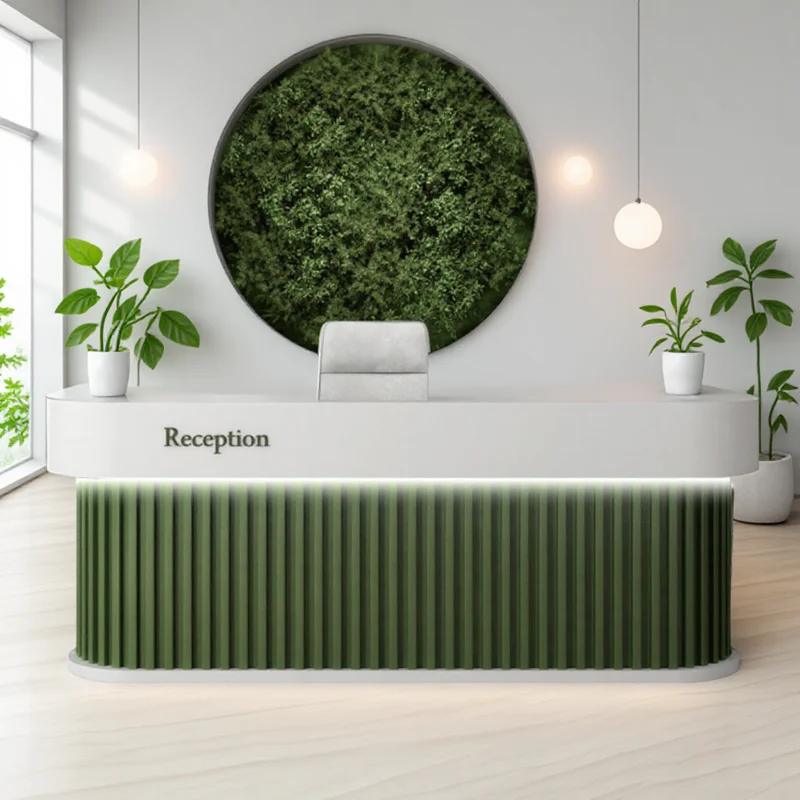 

Refined Executive Reception Desk with Storage for Office Hotel Lobby Front Desk Furniture Contemporary Check In Counter