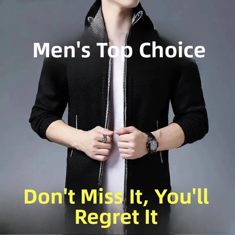 

Thiened Pure Cotton Knitted Zipper Open Cardigan Men's Autumn Winter Sweater Dad's Outerwear Ciwalk Long Sve Stand Collar