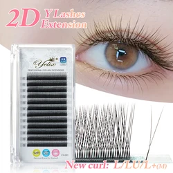 Yelix 2D Y Shape Eyelashes Extension Hand Woven Premium B C D L M Natural Single Tip Lashes Supplies Makeup Mesh Net Cross Lash