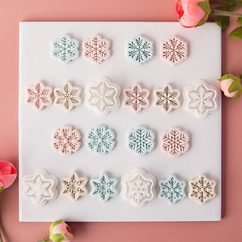 Embossed Mold Snowflake Polymer Clay Cutter Mold Soft Pottery Handmade Jewelry Making Mold Christmas Winter Cutting Die