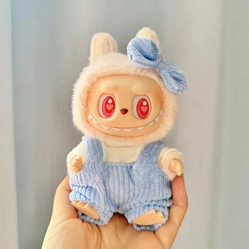 17cm Cute Mini Plush Doll'S Clothes Outfit Accessories For Korea Kpop Exo Labubu II Idol Dolls Skirt overalls suit Clothing DIY