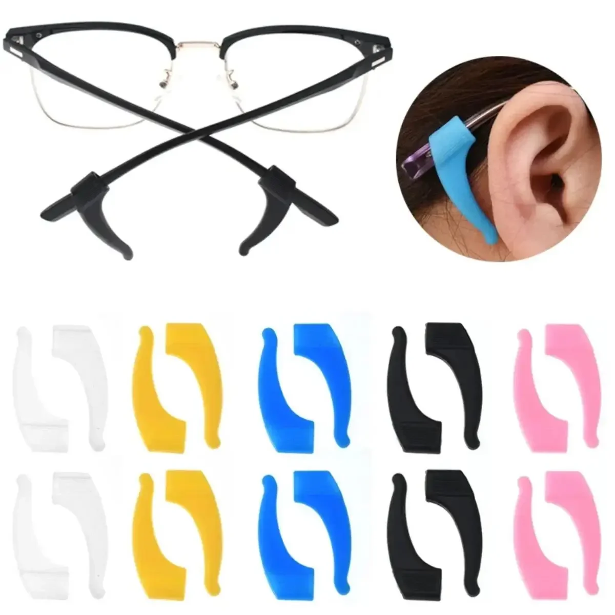 10/20pcs Anti-slip Silicone Ear Grip Glasses Eyeglasses Leg Ear Hook Stopper Bracket Fastener Accessories Eyewear Holder Temple