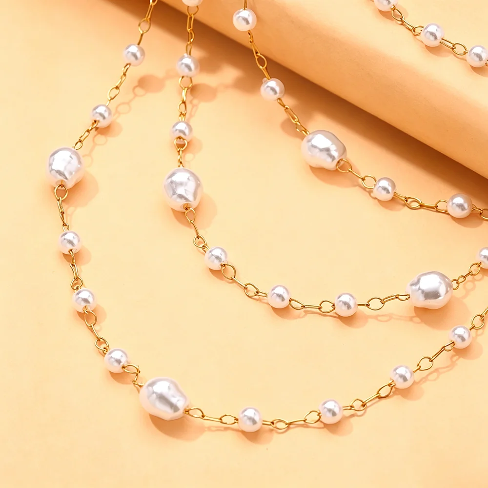 Pearl Shoulder Chain Body Jewelry,Multi‑Layer Imitation Pearl Tassel Shoulder Harness Chain,Clip‑On Design Detachable Dress