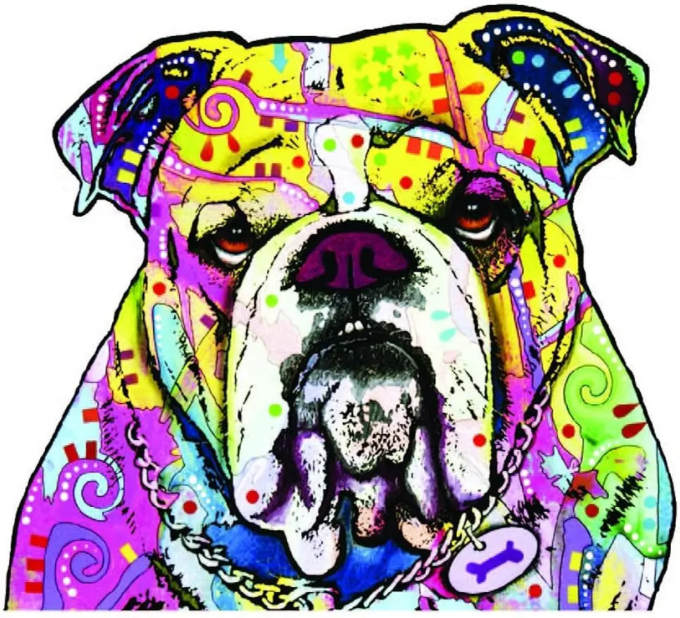 Colorful Bulldog Car Stickers, Outdoor Rated Vinyl Sticker Decals for Windows, Bumpers, Laptops Crafts Bumper Window Any Smooth