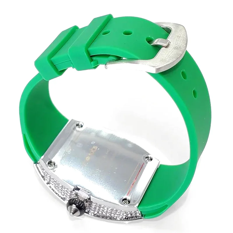 2025 Hot Selling Green Watch For Women Fashion Tonneau Quartz Clock Ladies Elegant Iced Diamond Jewelry Wrist Watch Girl Gift