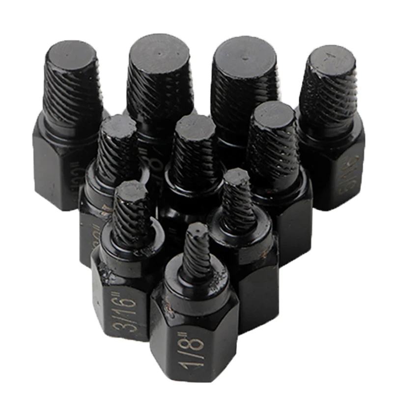 10Pcs Screw Extractor Kit Alloy Steel Damaged Screw Remover Set Easy Out Drill Bit Screws Bolt Stud Multi-Spline Screw Extractor