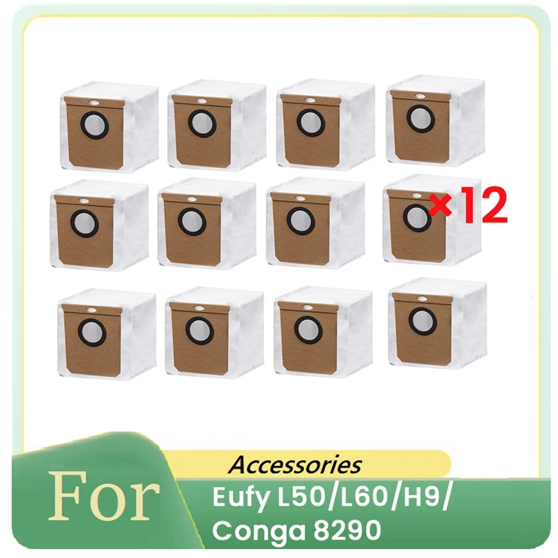 12 Pcs Dust Bags For Eufy L50/L60/H9/Conga 8290 Sweeper Accessories Built To Last And Work Well