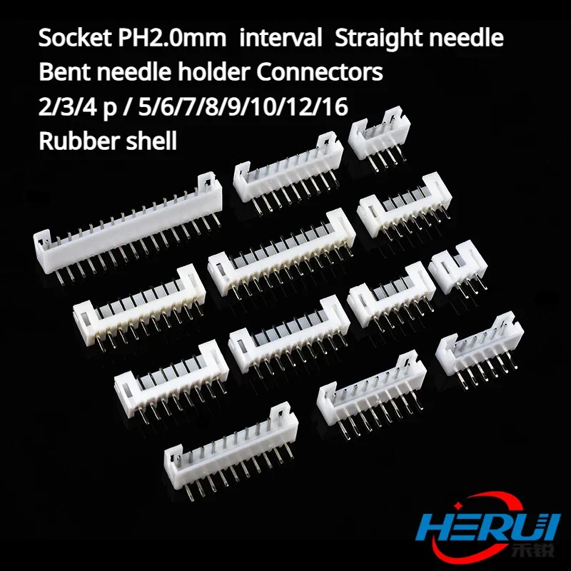 

Socket PH2.0mm interval Straight needle Bent needle holder Connectors 2/3/4 p / 5/6/7/8/9/10/12/16 Rubber shell