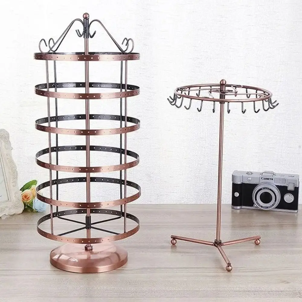 Metal Rotating Jewelry Stand Detachable 2Colors Jewelry Hanging Shelf Ring Necklace Earrings Display Rack Bedroom Decorations