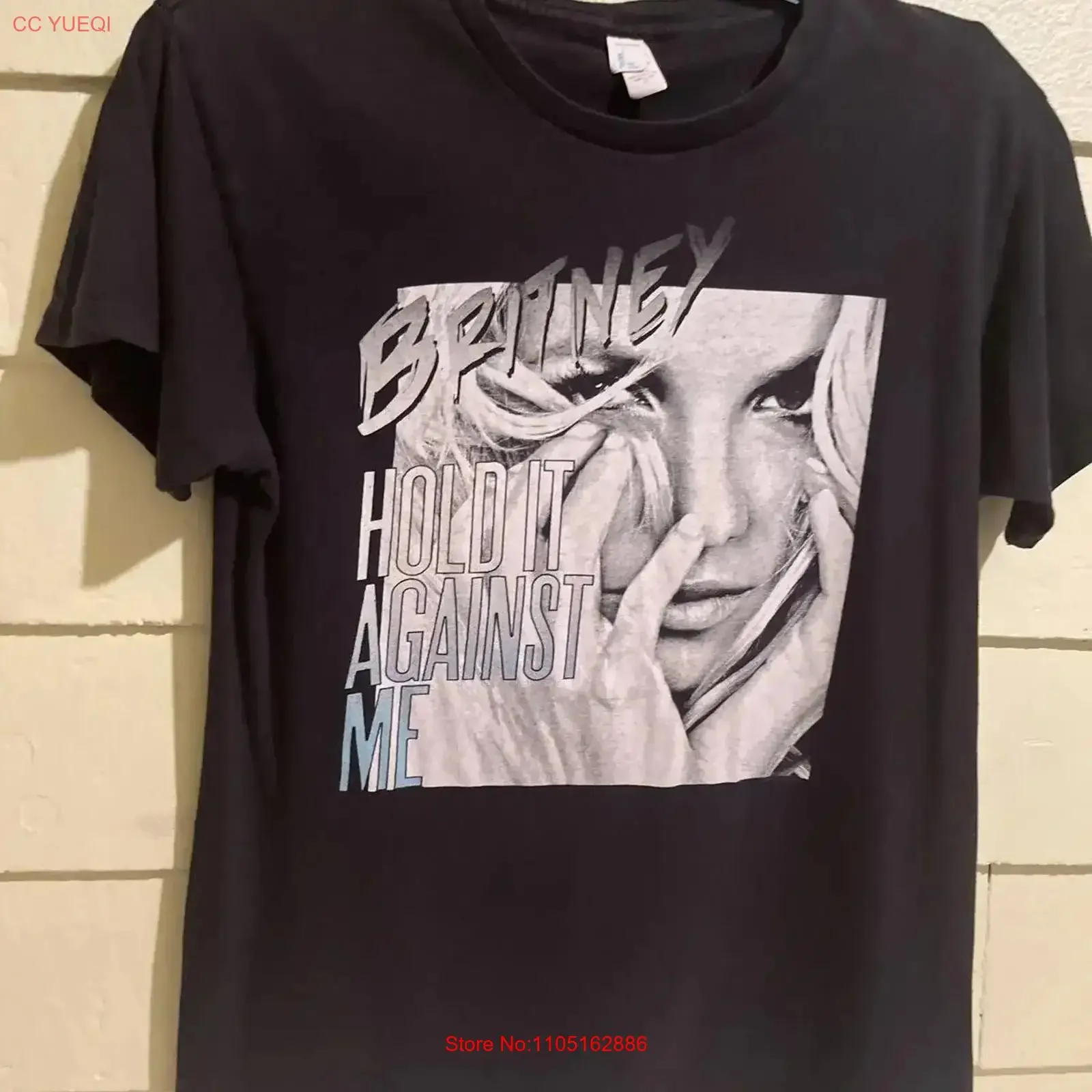 

Черная футболка Britney Spears Hold It Against Me, маленькая винтажная стираная повседневная слегка топа для повседневной носки, дышащая