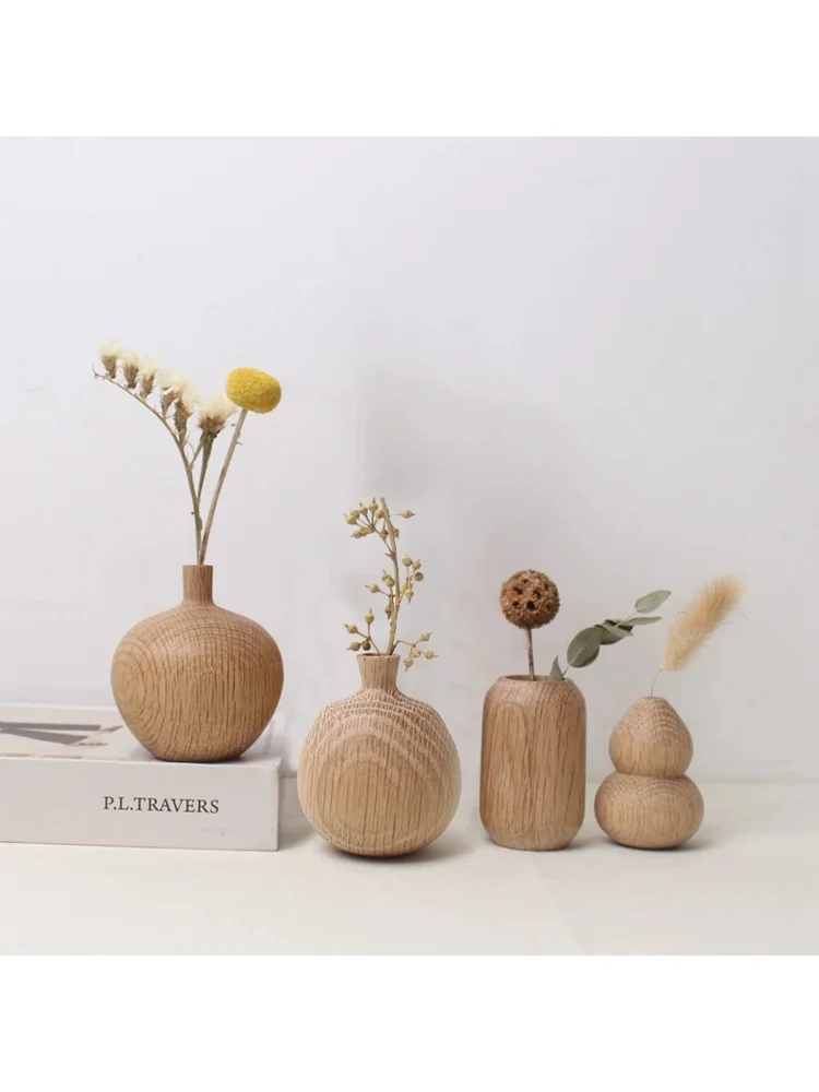 Japanse houten vaas voor bloem home decor decoratieve bloemen vaas woonkamer decoratie kantoor desktop bloemen fles ornament - afbeelding 2