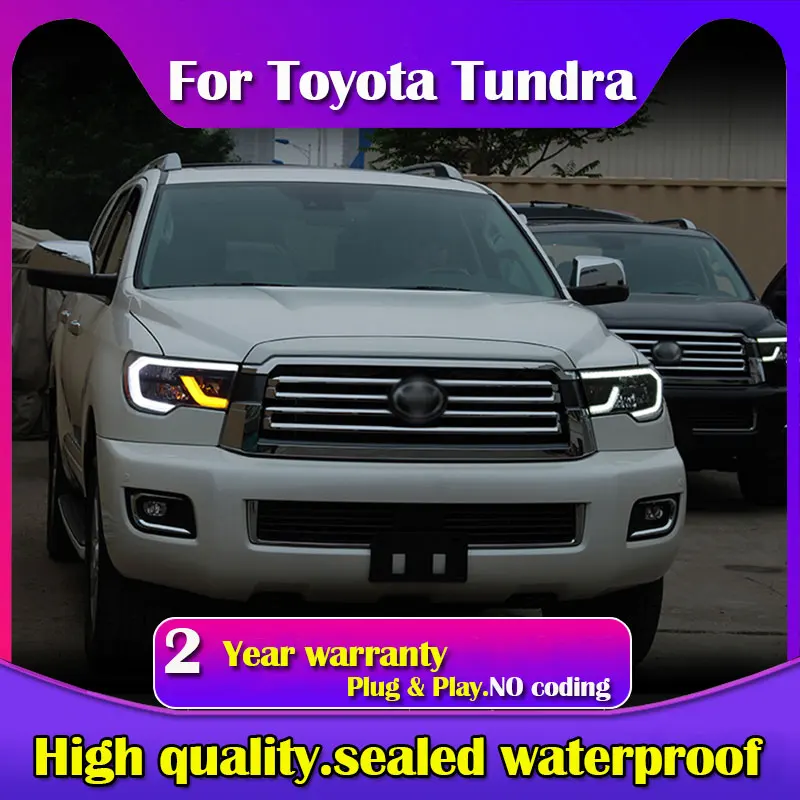 1set Car Bumper Headlamp  2007~2013y Tundra Headlight ALL IN LED DRL Car Accessories Head Light Tundra Fog Light