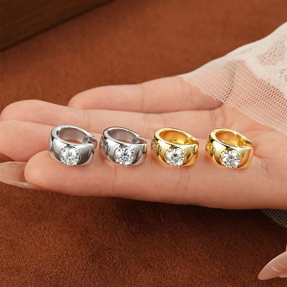 Lnngy zertifizierte 5 mm große Moissanit-Ohrringe, 14 Karat Gold gefüllte Creolen für Damen, Solitär-Labordiamant-Vintage-Schmuck – Detail 1