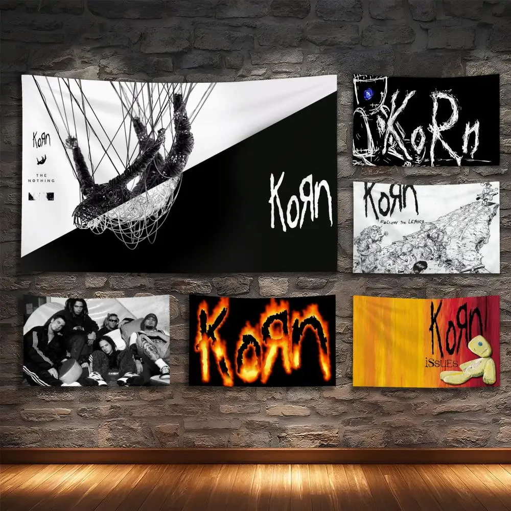Hot K-Korns Band Tapestry Custom Home Living Room Bedroom wall decor Wallpaper Backdrop Cloth With Clips