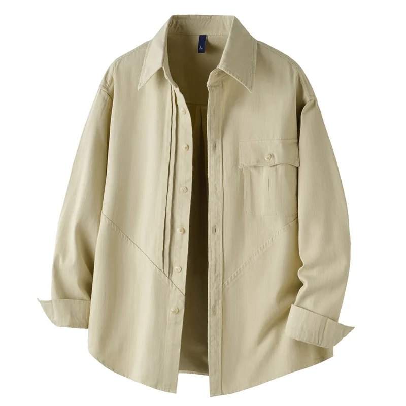 

Корейская модная мужская рубашка с длинным рукавом, весна-лето, новинка, мужские рубашки с длинным рукавом, с карманами, из чистого хлопка, повседневные рубашки, свободные куртки