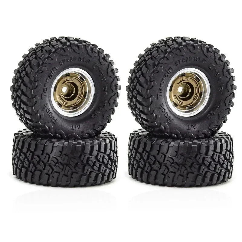 

4pcs 57mm 1.0" Metal Beadlock Wheel Tire Set For 1/18 1/24 RC Crawler Car TRXS 4M SCX24 AX24 FCX24 Upgrade Parts Accessories