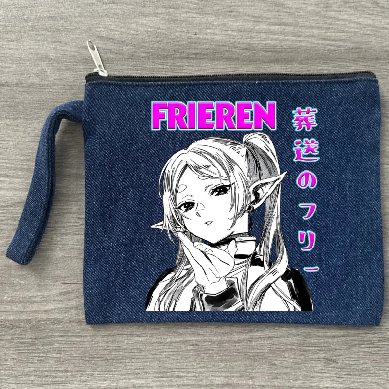 

Frieren Sublimation Blank Canvas Denim Makeup Bag Pocket Lipstick Wash Bag for Wedding Travel Lipstick Bags