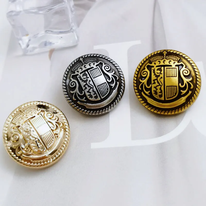 Modischer britischer Stil, Gold, Silber, hoher Schaft, runder Metall-Nähknopf für Kleidung, Anzug, Mantel, Windjacke, Nähzubehör – Detail 5