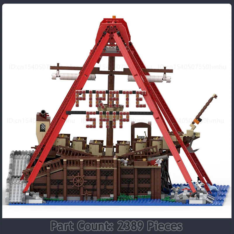 GBC Module Theme Park Pirate Ship Ride MOC Building Blocks Motor Machine Technology Bricks Puzzle Collection Toys Creative Gifts