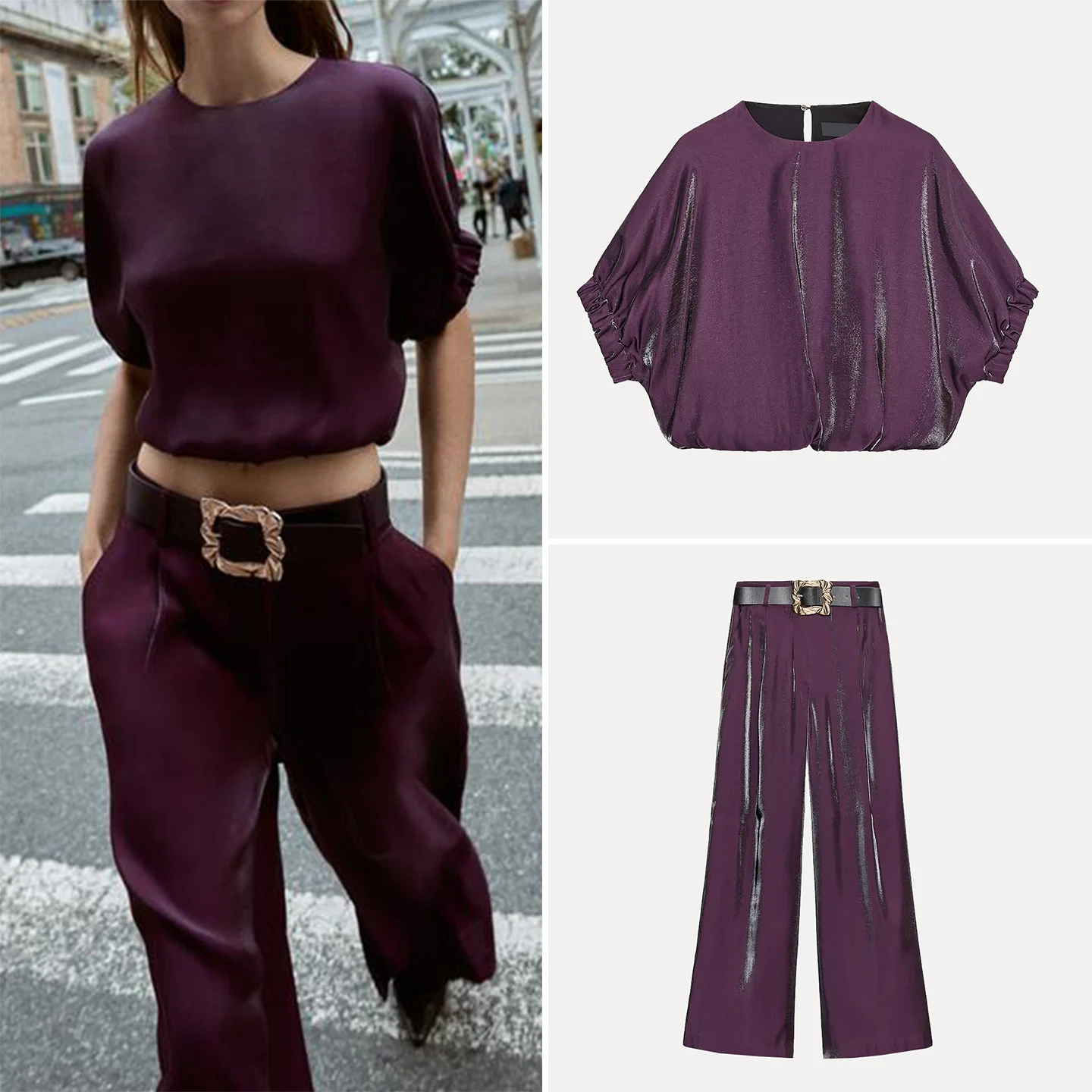 

Женские брюки Faion с высокой талией и поясом, осенняя коллекция ort Sve round Ne, комплект из двух предметов, бренд Z, чистый цвет