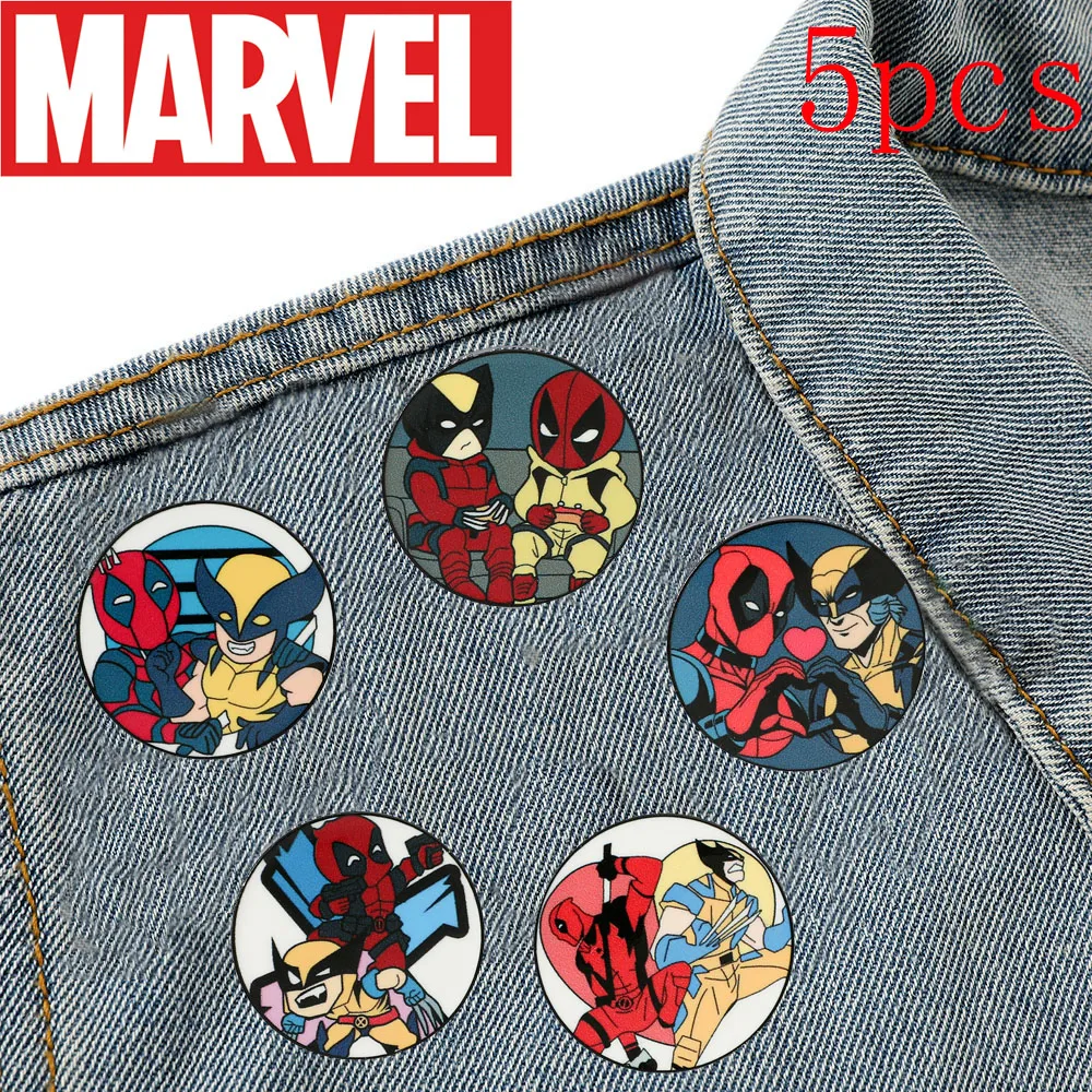 1set Marvel Classic Movies Deadpool & Wolverine Brooch Cartoon Enamel Pins Clothes Shirt Backpack Accessories Kids Jewelry Gifts