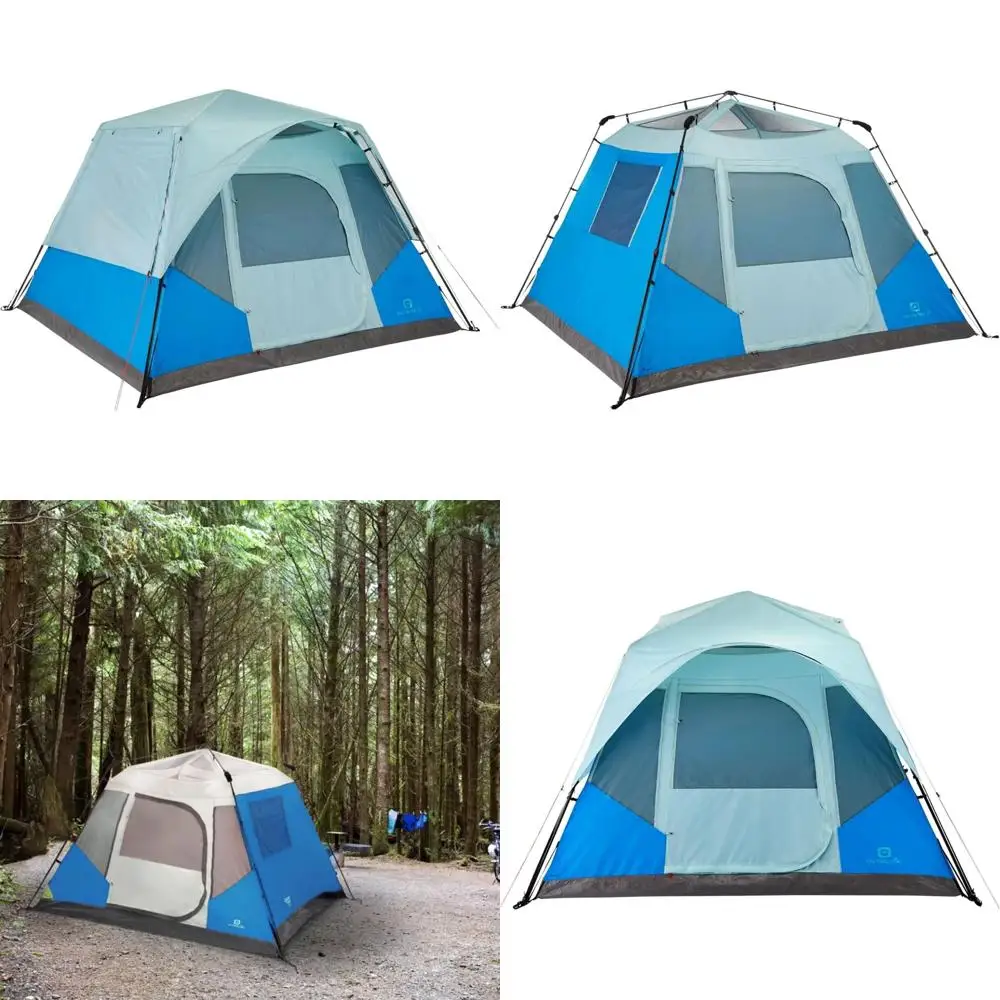 خيمة تخييم محمولة سريعة الإعداد مع حقيبة حمل، وطرف المطر، وغطاء مقاوم للماء للاستخدام في 3 مواسم، متوفرة في 5، 6، أو 8 قطع #1