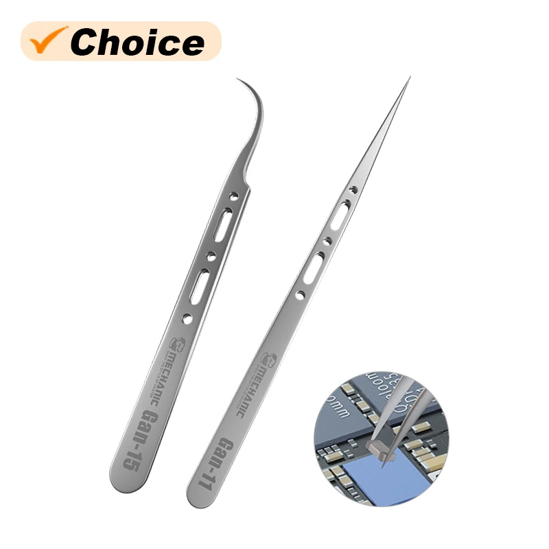 MECHANIC GAN-11 GAN-15 Extra Hard Non-magnetic Tweezers for Phone Repair High Precision Electronic Jump Wire Repair Tweezers