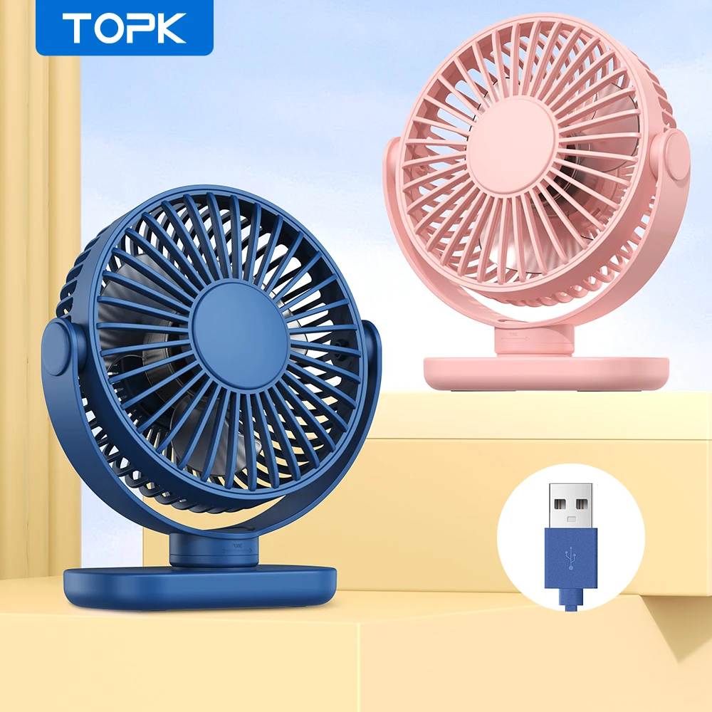 

Настольный мини-вентилятор TOPK K62C, USB, вращение на 360 °, 3 скорости