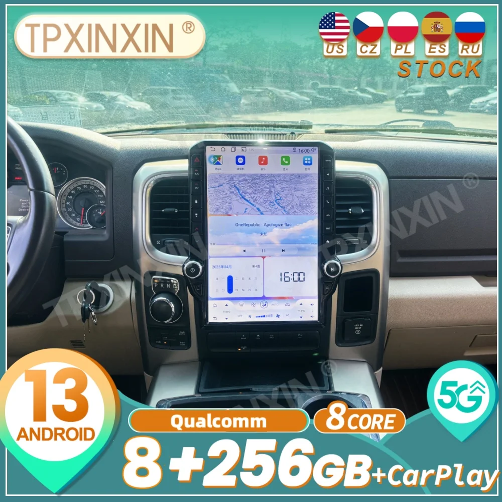 

14,5-дюймовый автомобильный мультимедийный проигрыватель Android с GPS-навигацией и головным устройством на базе Qualcomm для Dodge Ram 2013-2018 годов