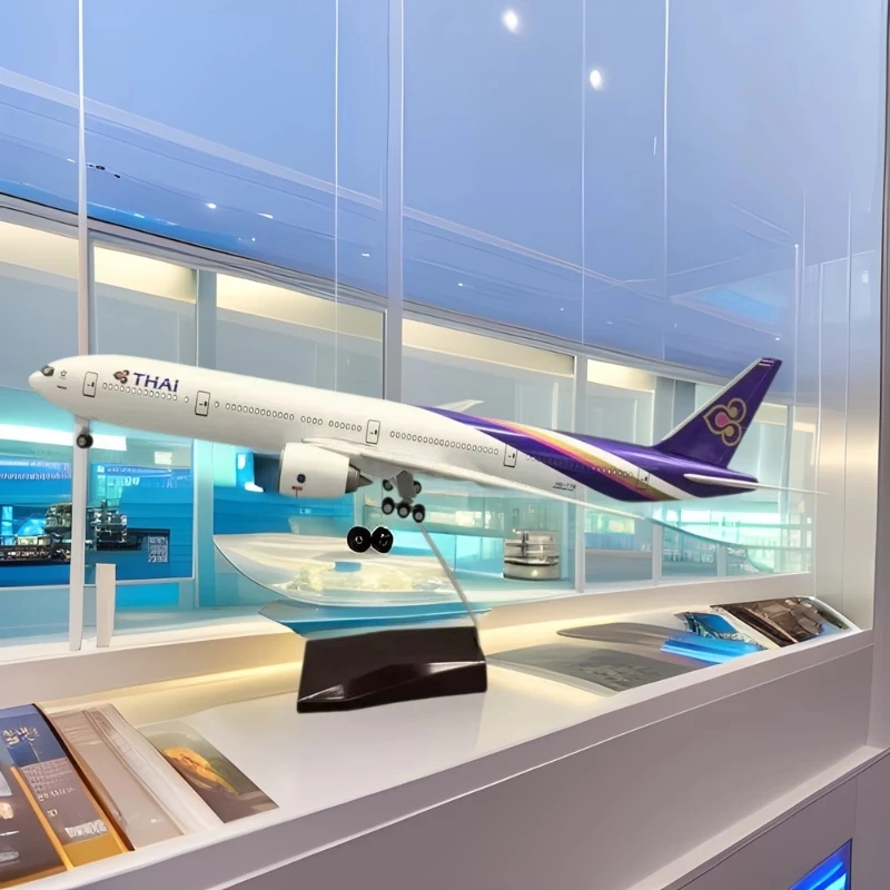 

B777 Thai Airways 47cm Scale Aircraft Resin Diecast Airplane Model Kit Adults Fun With LED Lights & Base Display Collectible Gif
