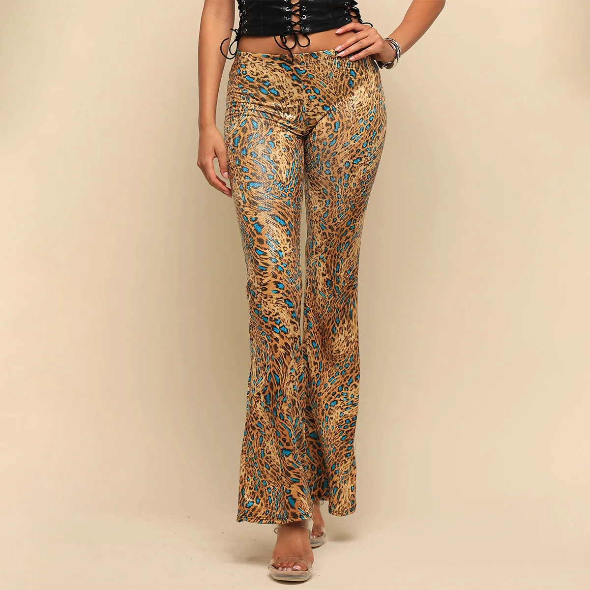 سبايس جيرل الطاووس الذهب طباعة مثير السراويل المرنة متوهج سليم صالح السراويل #1