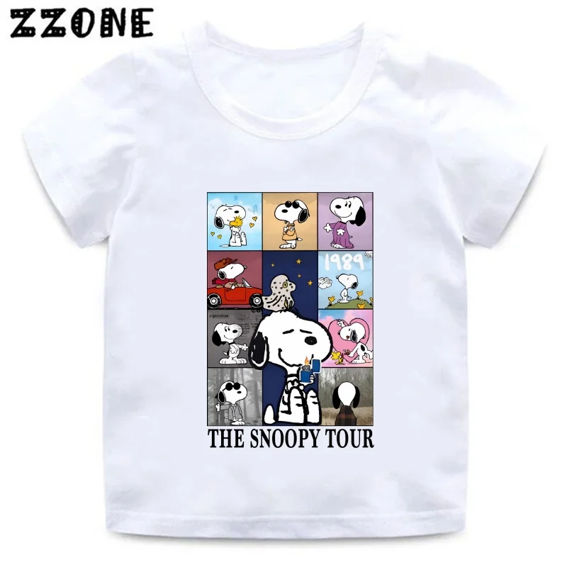 Hot Sale Snoopy Cute Dog Print Cartoon Kids T-Shirts Girls Clothes Baby Boys Short Sleeve T shirt Summer Children Tops,ooo5907