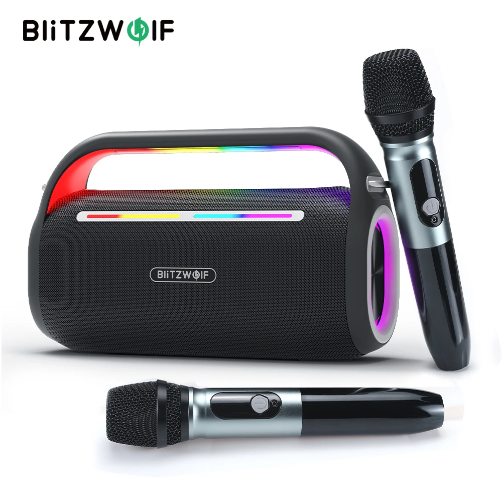 BlitzWolf BW-WA7 120W bluetooth Speaker Portable Karaoke Speaker Double Drivers HiFi DSP EQ Effect RGB Light TWS 8000mAh Power