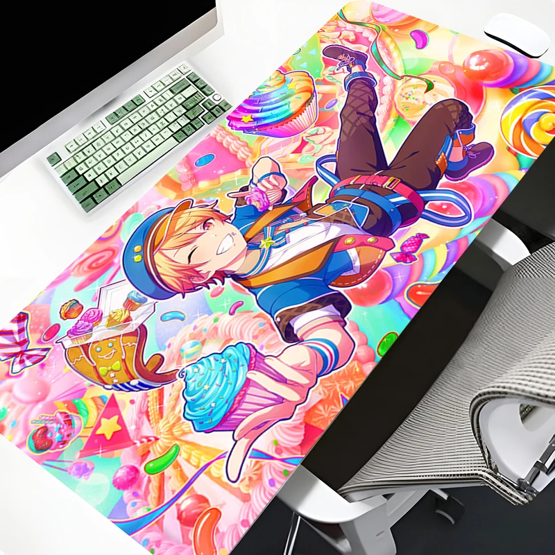 Kawaii Cartoon Desk Mat 900x400 Project Sekai Anime Laptop Extended Table Carpet Cute Girl Non-slip Accessories Cabinet Mousepad