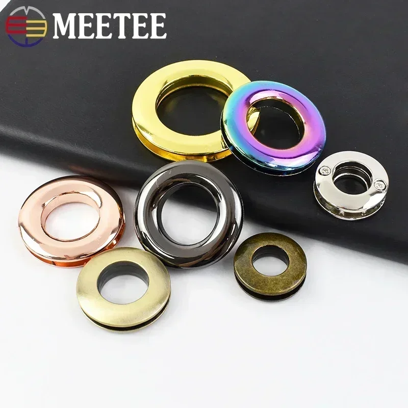 Meetee 10/20Pcs Eyelet Screw Metal Buckle 10-25mm Alloy Die Casting Eyelets O Ring Nail Buckles Chain Stoma Hook Clasp Accessory