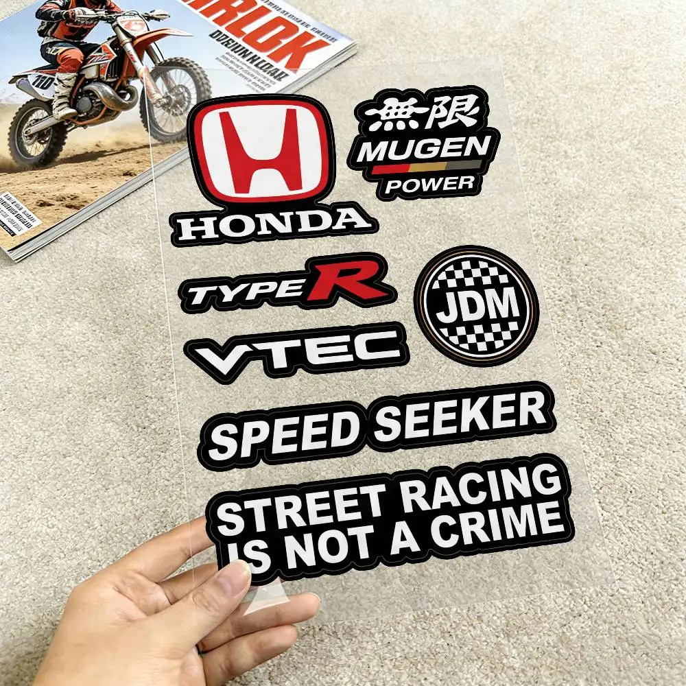 

Светоотражающие водонепроницаемые наклейки для мотоциклов Honda Mugen Type R VTEC, для шлемов, скутеров, топливных баков, ящиков для инструментов, гоночные наклейки.