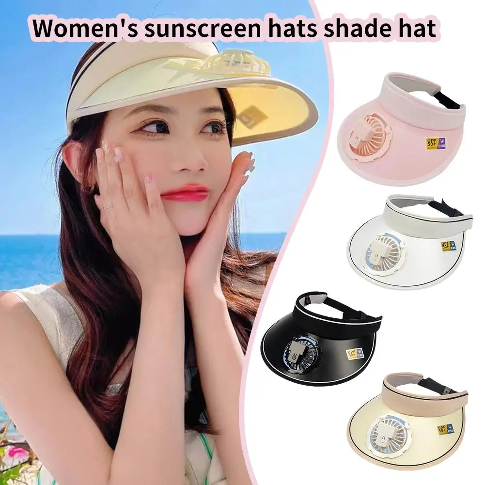 Breathable UV Protection Visor Women Summer Sun Hat Hat Fan Empty Adjustable Hat With Rechargeable Cycling Outdoor Dropship D6N4