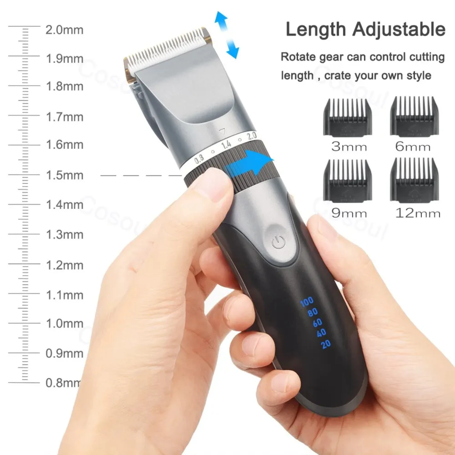 Profissional sem fio recarregável Clipper cabelo para homens, barbeiro aparadores de cabelo para adultos, precisão corte M, qualidade superior