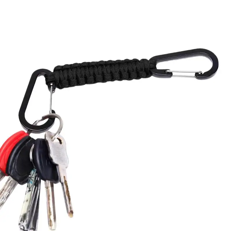 Hand Braided Outdoor Paracord Hand Woven Keychain Heavy Duty Key Chain Carabiner Clips For Hiking Climbing Camping Riding